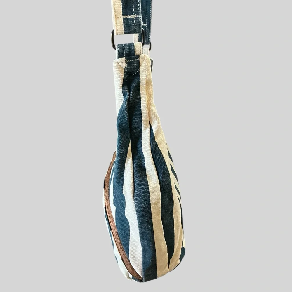 Kavu Canvas Hobo Bag Striped Sling Crossbody Adjustable Strap